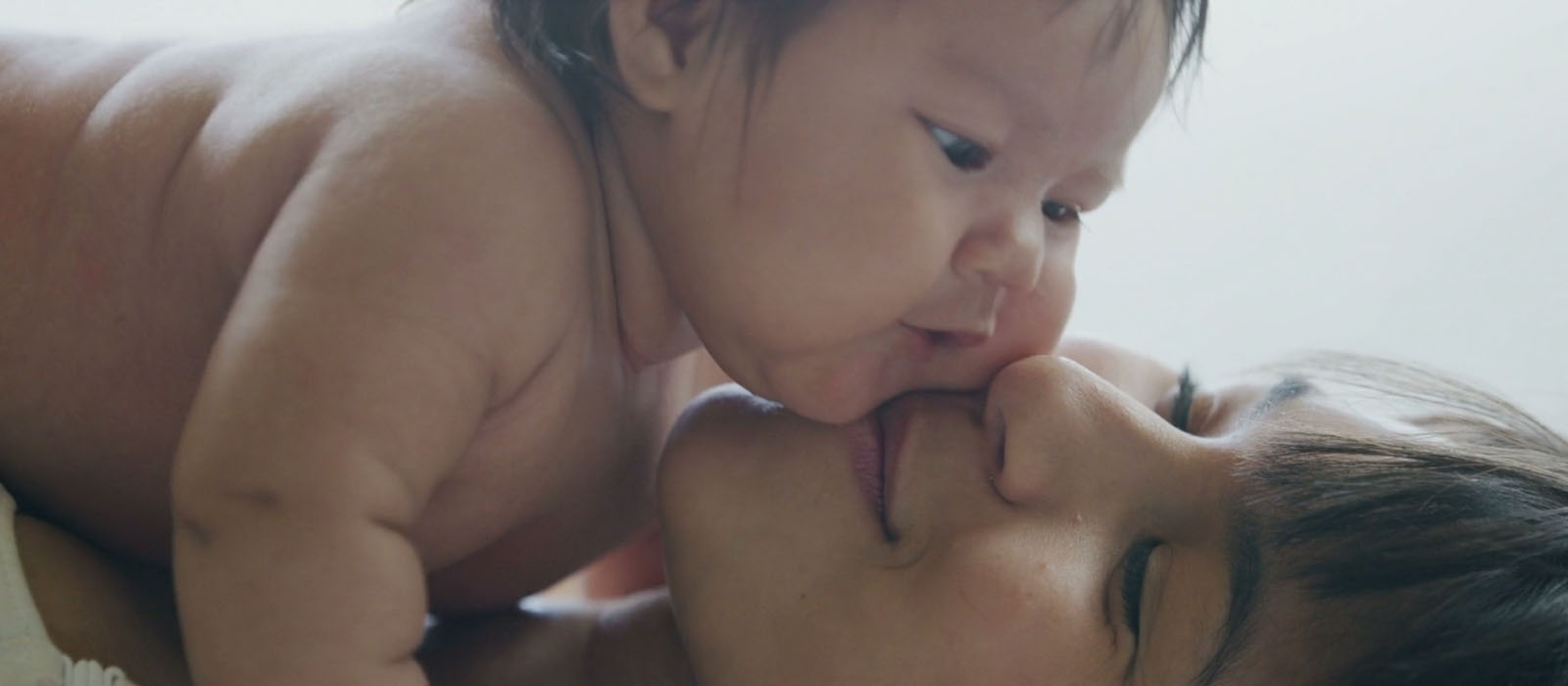 Close up of mother and baby