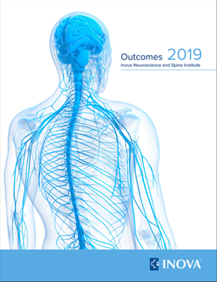 Cover of the INSI Outcomes Report 2019, illustration of spine an brain