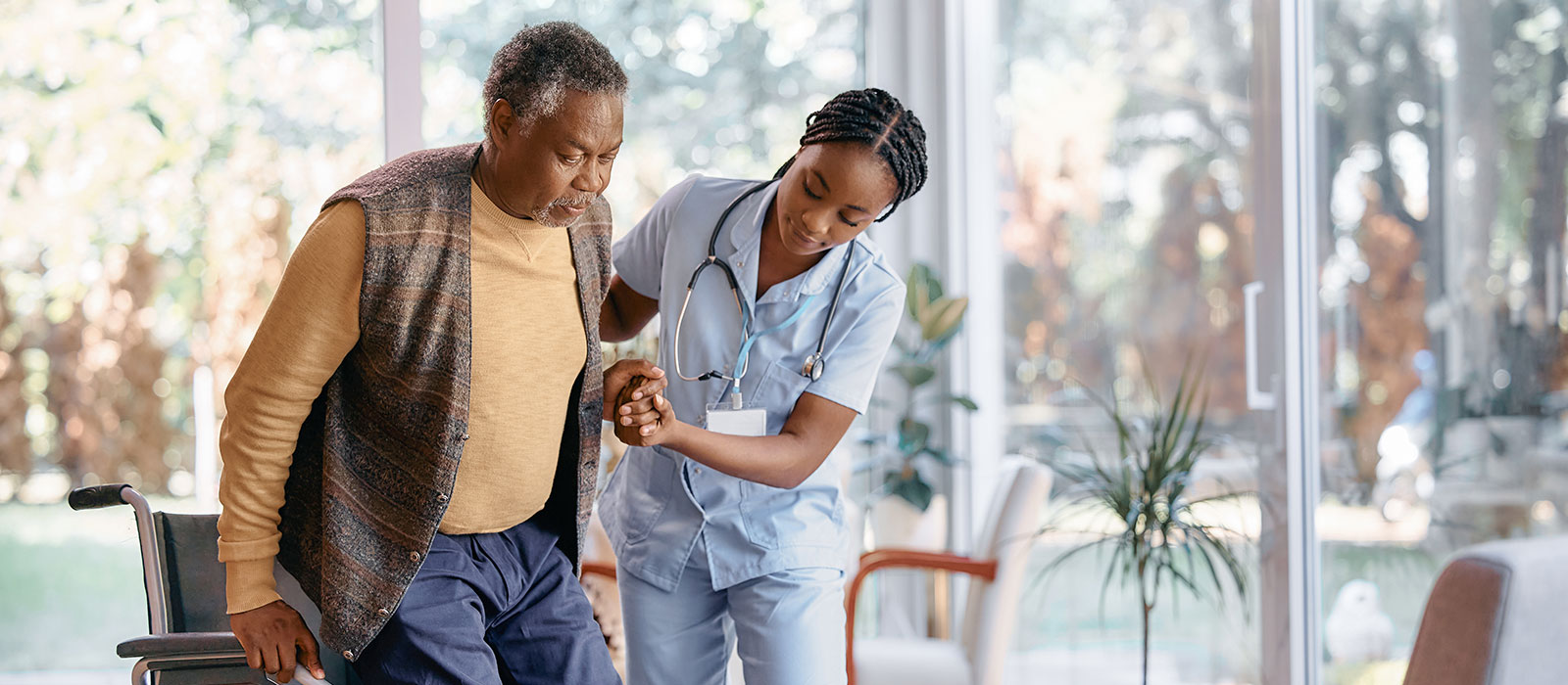 Caregiver assisting a patient