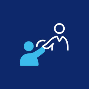 icon of one person helping another person