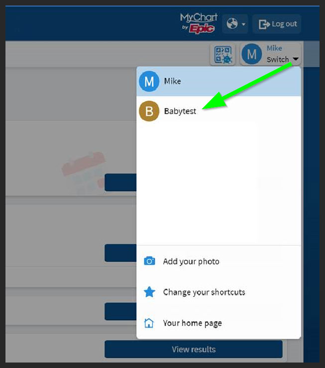 switch user in mychart