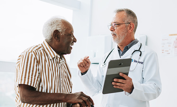 Senior patient conversation with his doctor